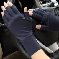 driving sunscreen ice silk womens half finger gloves mens motorcycle bare fingerthin section riding split finger short section