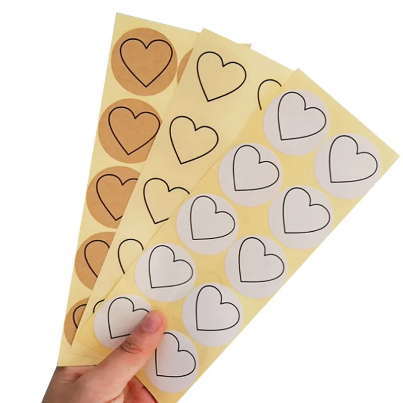 

500Pcs/lot Creative Heart Round Seal Sticker Packaging Sealing Sticker Creative Customized Baking Sticker DIY Gifts