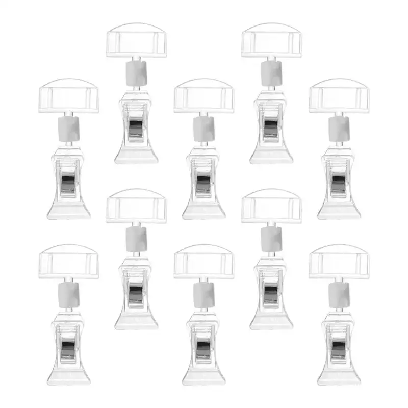 

10Pcs Advertising Label Rack Price Tag Holder Name Clips Price Ticket Rack for Bakery Shop Supermarket Mall