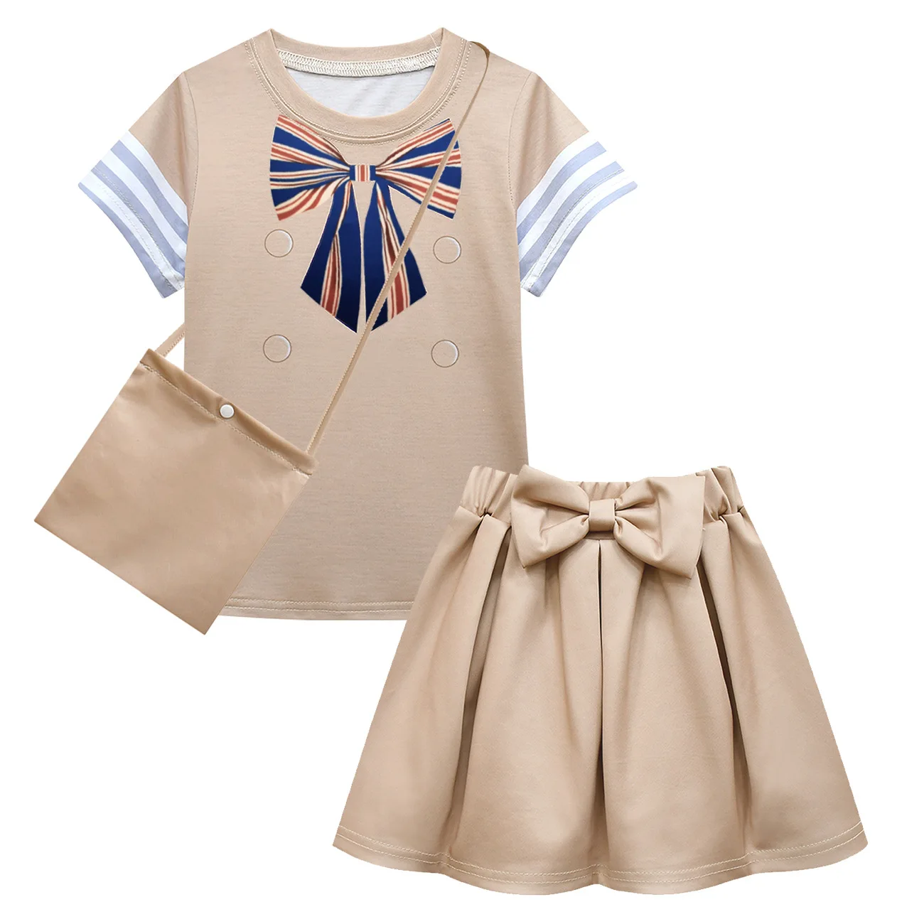 

Children Girls And Boys Set Summer Spring Baby Girl Clothes Short Sleeves Bowknot PrintingT-shirt+Skirt 2Pcs Kids Birthday 4-12Y