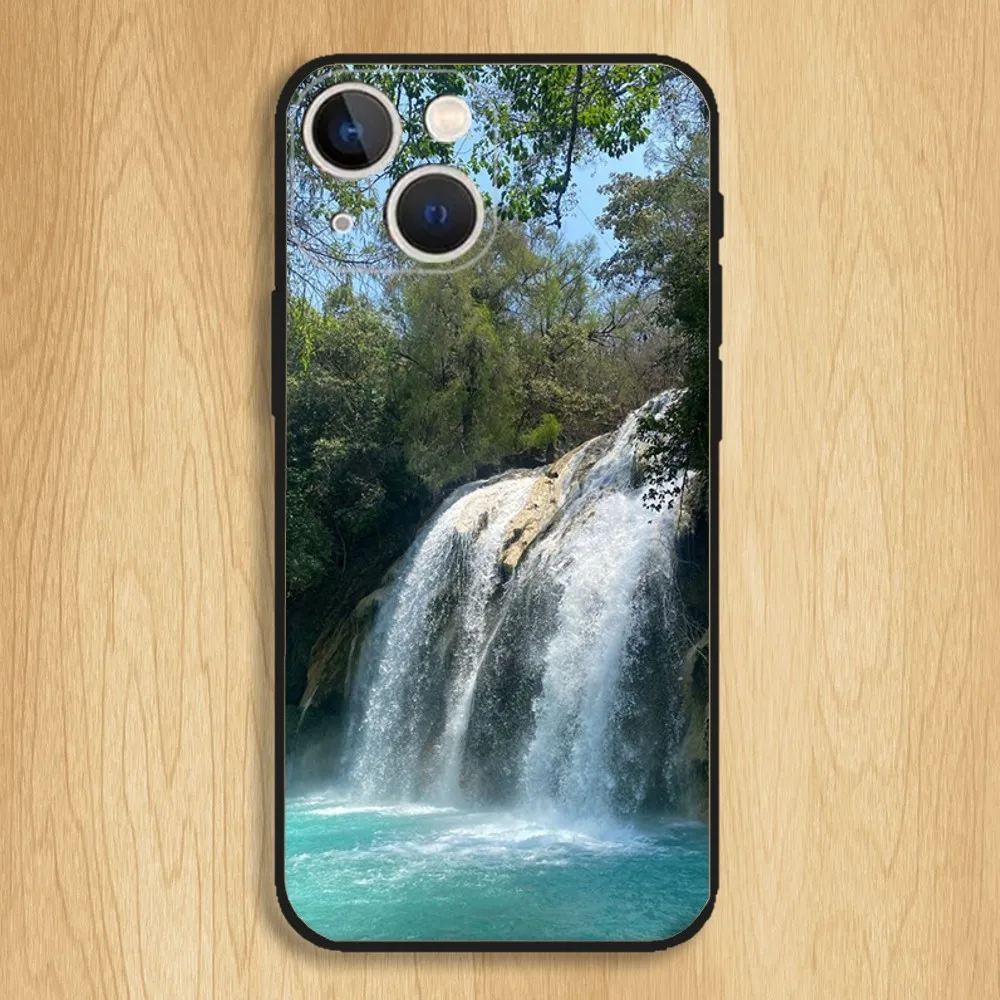 Чехол для телефона Водопад природа деревья корабль iPhone15 14 13 12 11 Pro Max Plus Mini X XS XR 8 7 6 S