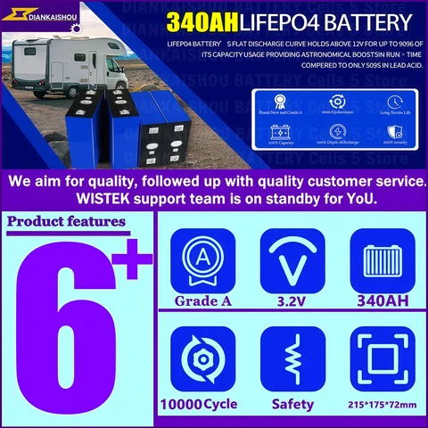 Аккумуляторная батарея Lifepo4, 3,2 В, 340 Ач, 320 Ач, Lifepo4