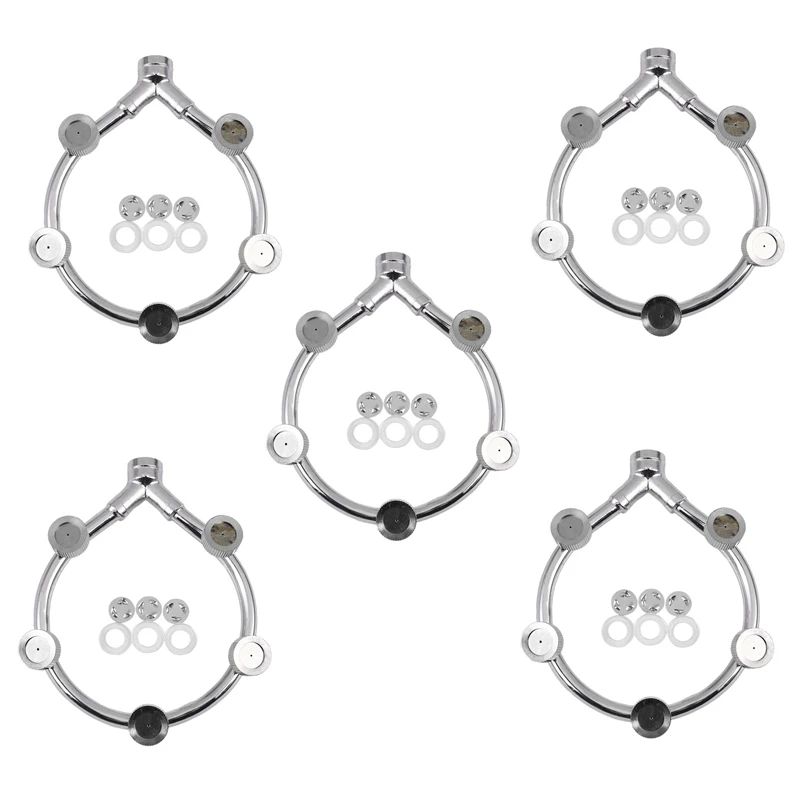 

JFBL Hot 5X Stainless Steel Fan Ring With 5 Nozzle Seats Sprayer Mist Fan Ring Water Sprayer Fine Fog Ring