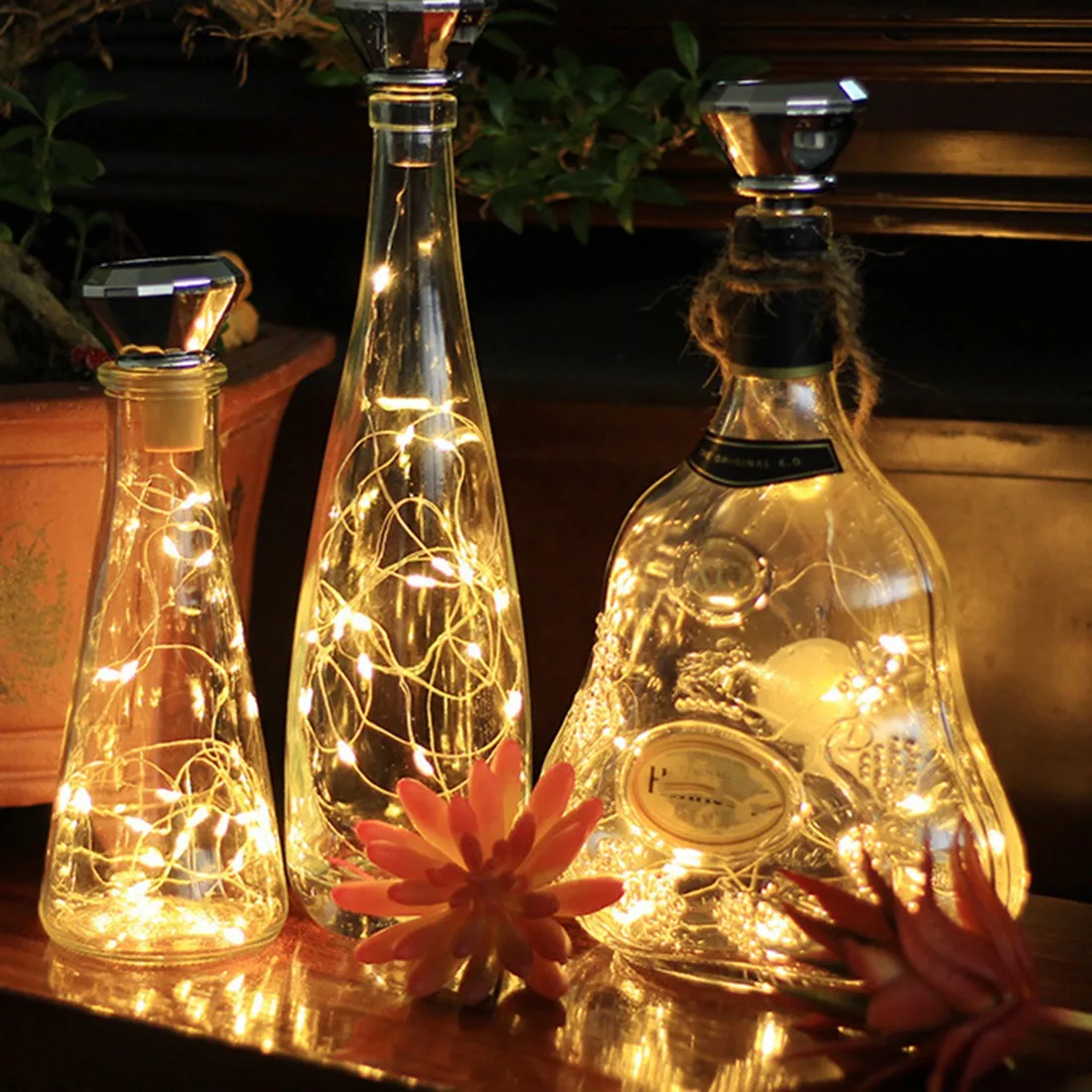 6 шт. солнечные фонари для бутылок вина 2 м 20 светодиодов солнечная гирлянда