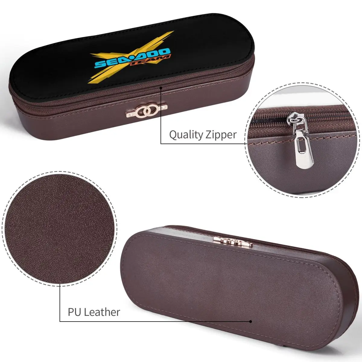 Фото Sea Doo Team Rxt Brt MarineLeather Pencil Cases Pencil Pouch Storage Stationery Supplies Pen Box Pencil Bag for Boys Girls Gifts №5