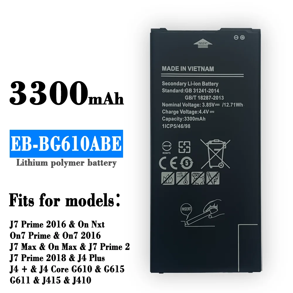 

3300mAh EB-BG610ABE Mobile Phone Battery For Samsung Galaxy J6+ J6PLUS SM-J610F / J4+ J4PLUS 2018 SM-J415 / J4Core J410