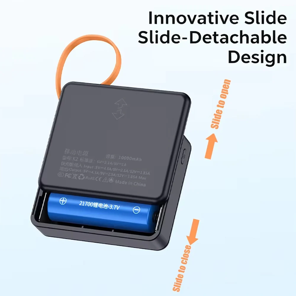 Фото KEBIDUMEI 22.5W Быстрозарядный Power Bank Case (корпус) для 2x21700 аккумуляторов, без пайки, DIY, с USB Type-C и QC3.0, кабель для зарядки №5