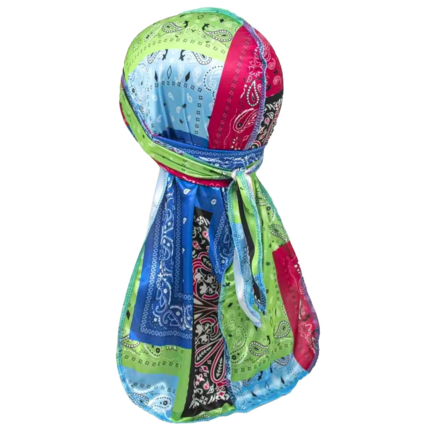 Шелковистые банданы Durags с принтом пейсли для мужчин байкерская повязка на голову