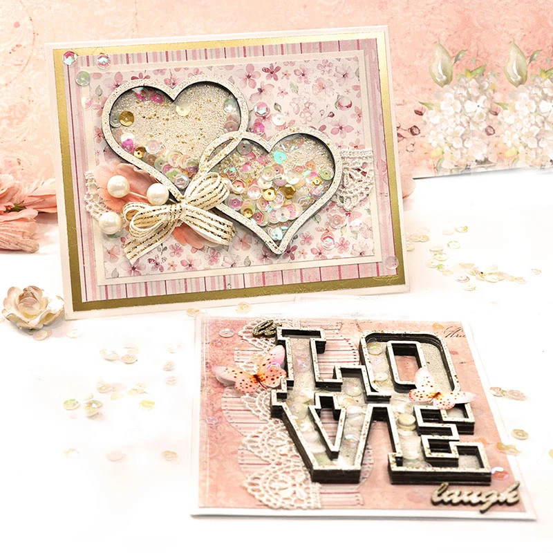 

Metal Cutting Dies Heart Love Alphabet Shaker Dies Scrapbooking Background Stamps Craft Die Cut New 2022 Party Card Making