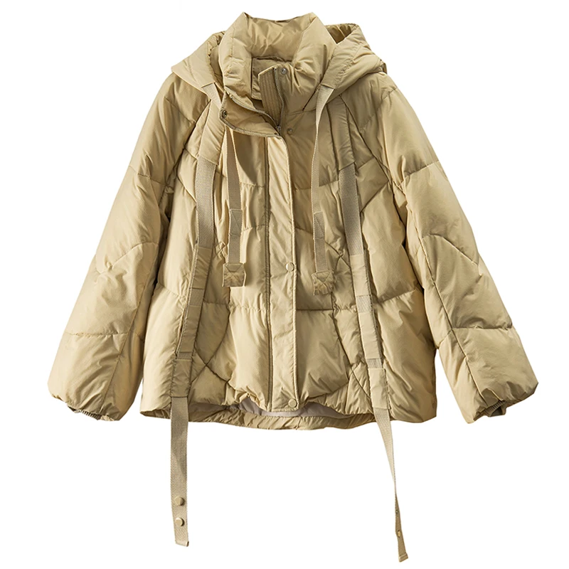 Shuchan High Street  90%  White Duck Down  Women Jacket  Autumn/Winter  Asymmetric Length  Zipper Thin TASSEL  Parkas
