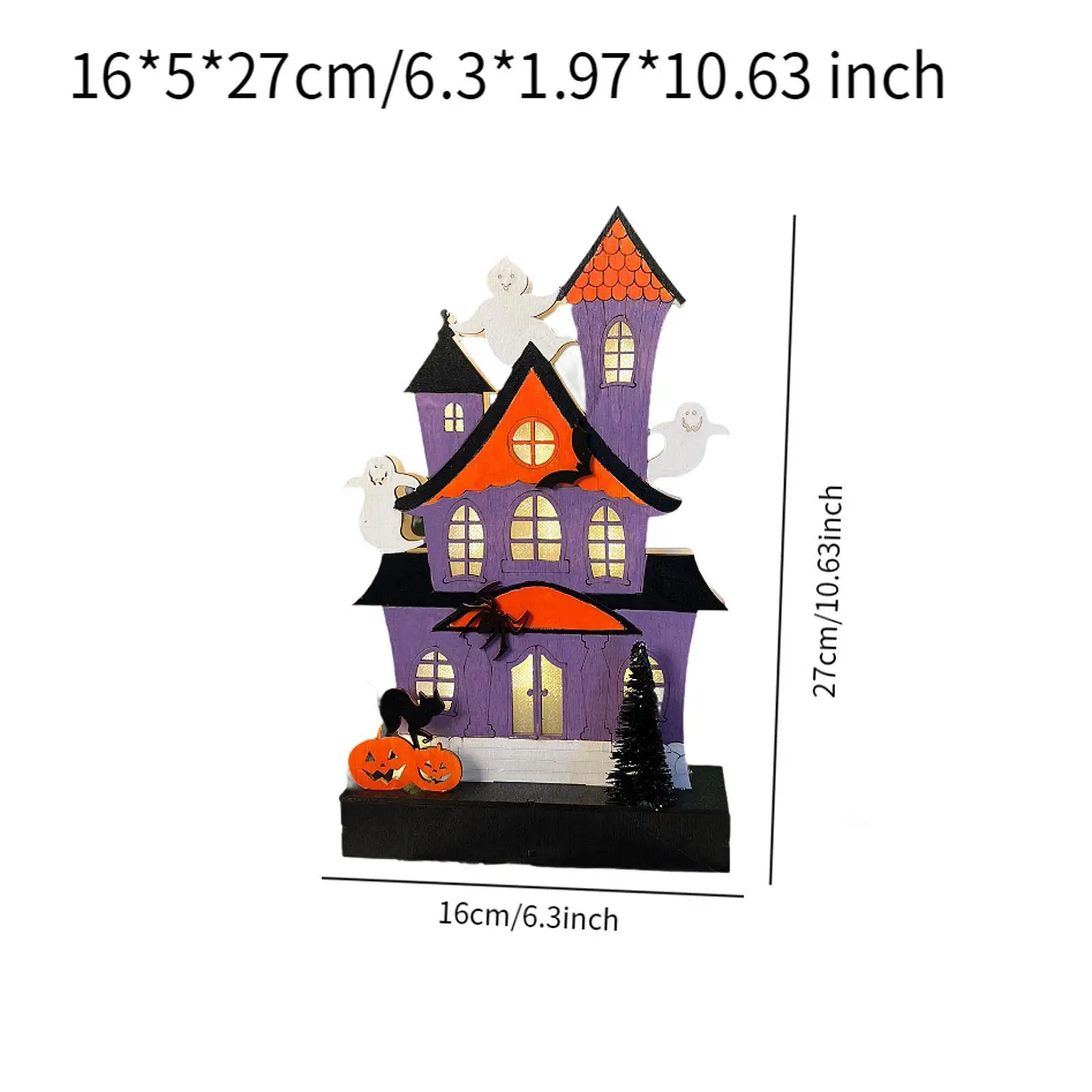 Drewniany podświetlany nawiedzony domowy duch dyniowy wystrój domu Halloween dekoracja stołu do kuchni kryty kominek stół na