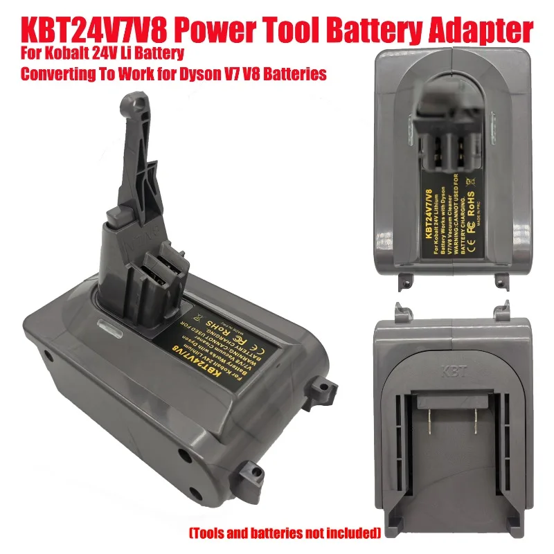 Фото Адаптер-конвертер для аккумуляторов HAKSINKY KBT24V7V8, преобразующий литиевые аккумуляторы Kobalt 24V в аккумуляторы Dyson V7 V8. №1