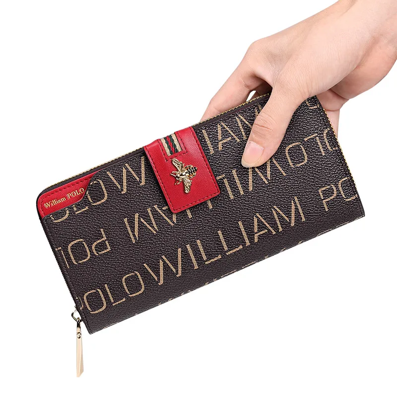 Женский модный кошелек с принтом Женская длинная сумка из воловьей кожи Все в