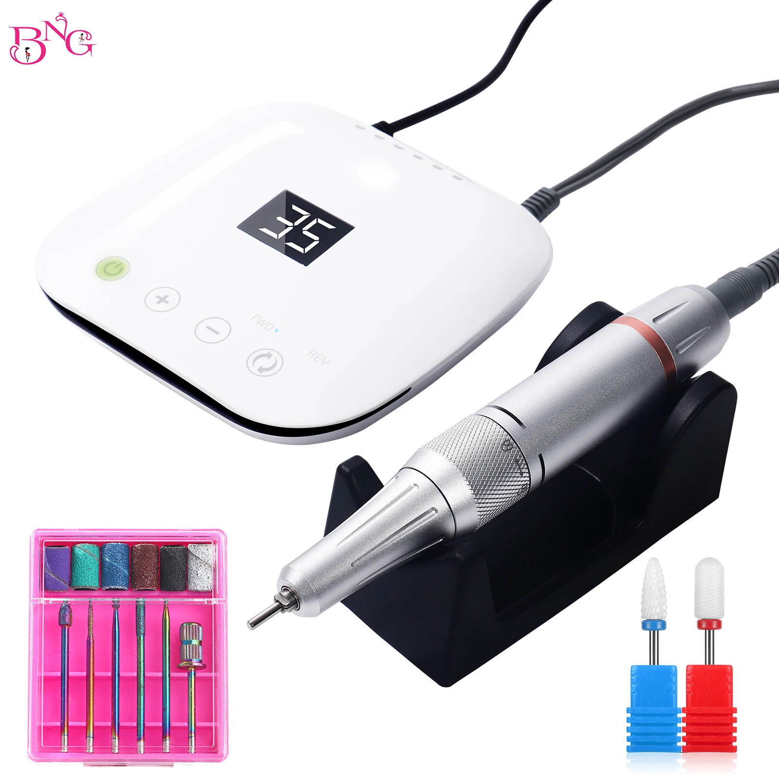 35000RPM High Speed Low Noise Smart Fast Nail Drill Manicure Machine Mill Cutter Drill Bits Set Easy Touch Display Equipment