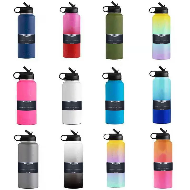 

18oz 32 oz 40oz Wide Mouth Water Bottle With Straw Lid Sport Thermal Flask Stainless Steel Vacuum Insulated Hydroes Thermos 32oz