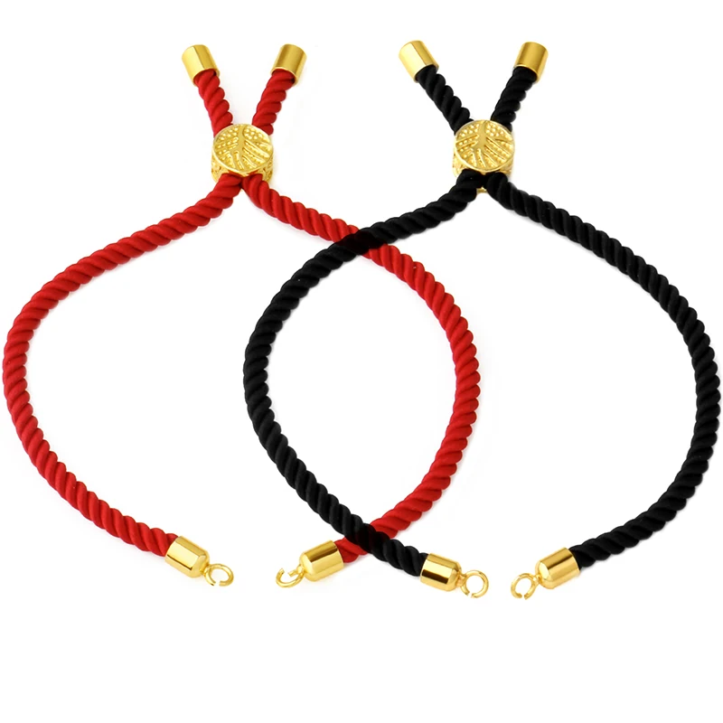 

4 Colors NEW Black Red String Woven Rope Adjustable Link Chain for Connectors Charms Bracelets Jewelry Making Jewelry Findings