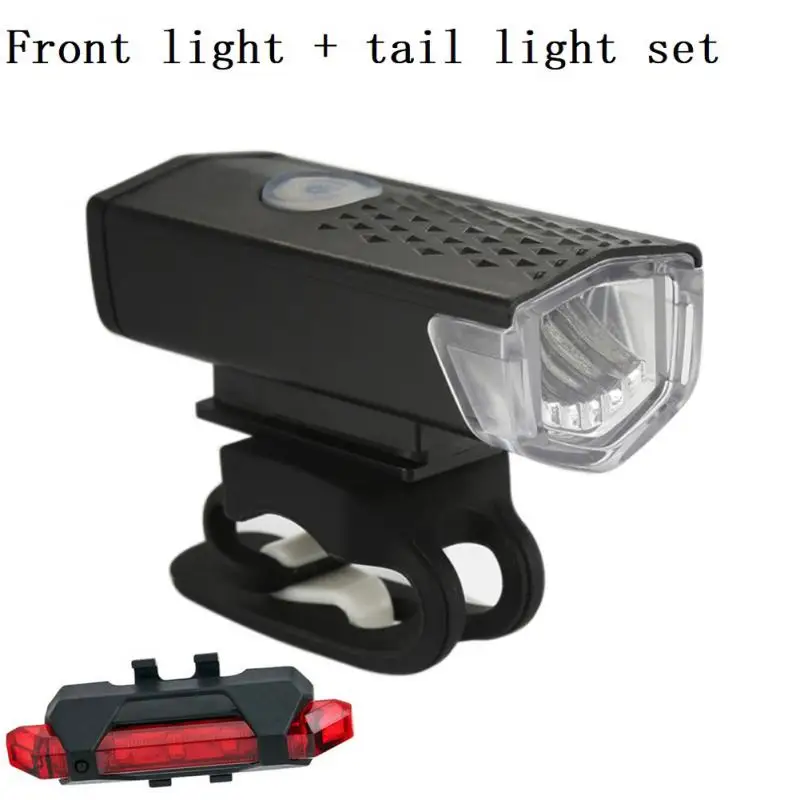 

300LM Bicycle Light USB Rechargeable Bike Front Light Tail Light Set Waterproof 3 Modes Bike Riding Warning Cycling Rear Lamp