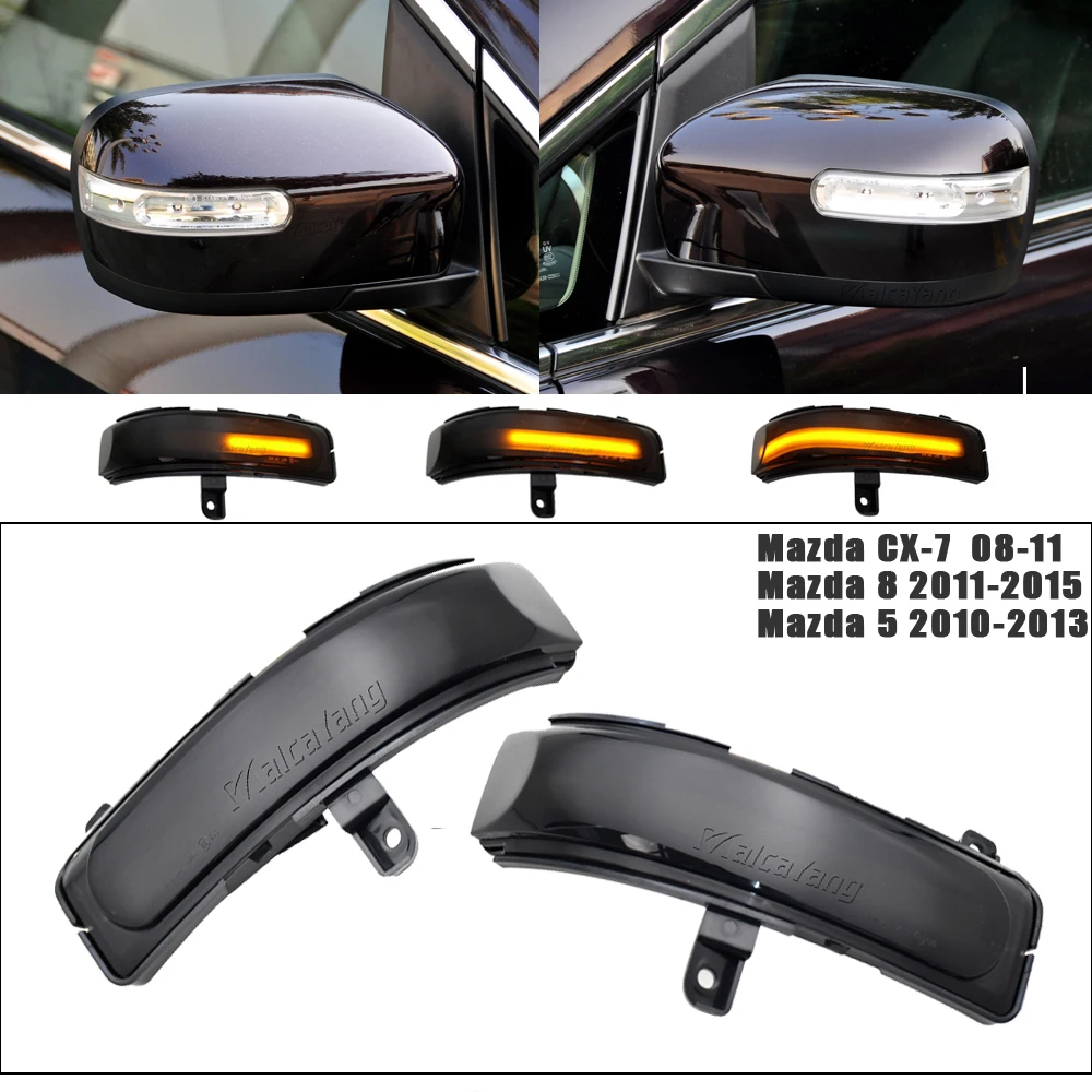 

2x For Mazda CX-7 CX7 2008-2014 For Mazda 8 MPV 2011-2015 Dynamic LED Side Mirror Turn Signal Lamp Blink Repeater Light