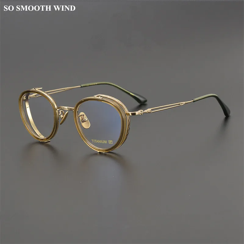 Japanese Brand Titanium Glasses Frame Men Women Retro Round Optical Reading Eyeglasses Ultra-light Myopia Prescription Eyewear