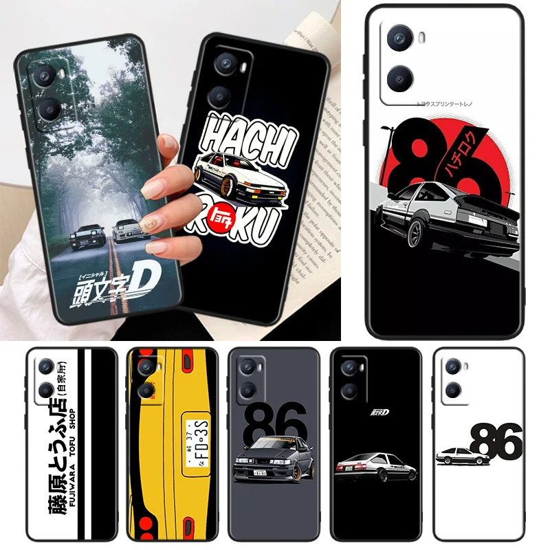 

Initial D AE86 Phone Case For OPPO A96 AA94 A93 A77S A76 A74 A73 A72 A57S A757E AX7 A1K 2022 2020 Black Cover
