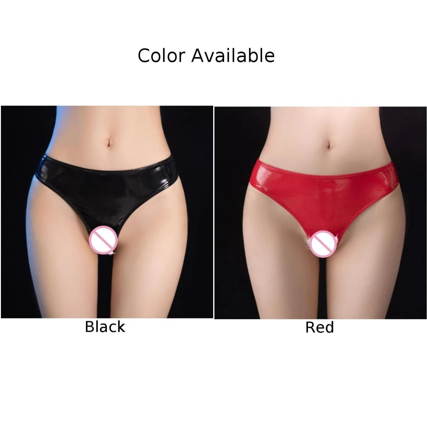 Женское нижнее белье трусики из лакированной кожи с открытой промежностью