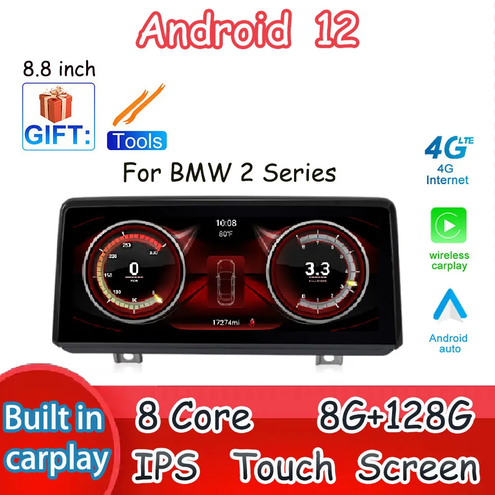 

8.8 Inch Android 12 For BMW 2 Series EVO NBT System IPS Screen Wireless Carplay Car Monitor 4G WIFI GPS Multimedia Radio Player