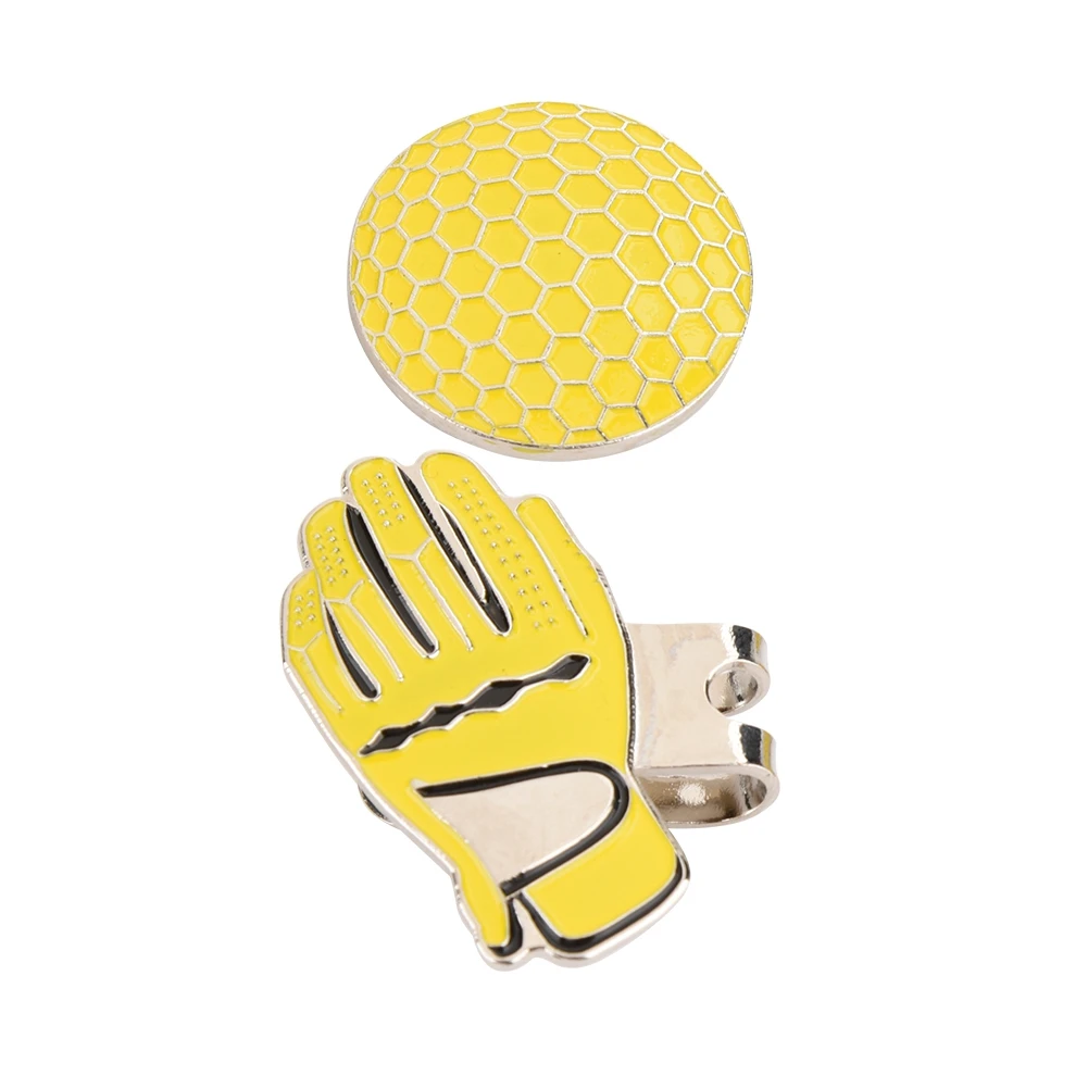

Mini Glove-shaped Stainless Steel Golf Hat Cap Clip with Magnetic Ball Marker Yellow golf golf