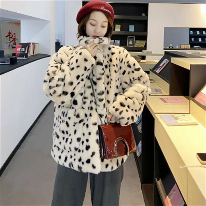 Faux fur leopard coat women's jackets winter short clothes korean young loose fashion пальто куртка женская зима куртка женская