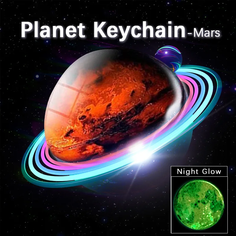 Светящийся В Темноте Стеклянный Брелок С Планетой Марса Унисекс Космический