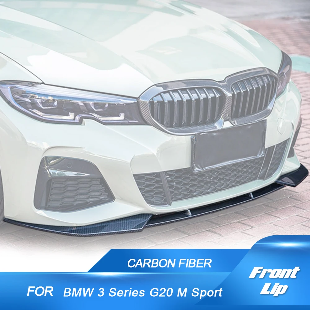

Передняя губа из углеродного волокна для BMW 3 серии G20 M Sport Sedan 2019-2022 320i 330i M340i M Tech, передний бампер, спойлер для подбородка