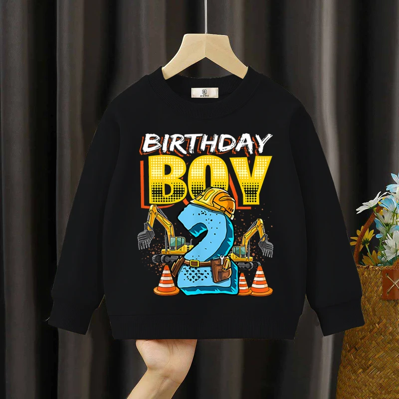 

Пуловер детский с длинным рукавом и принтом экскаватора, на осень