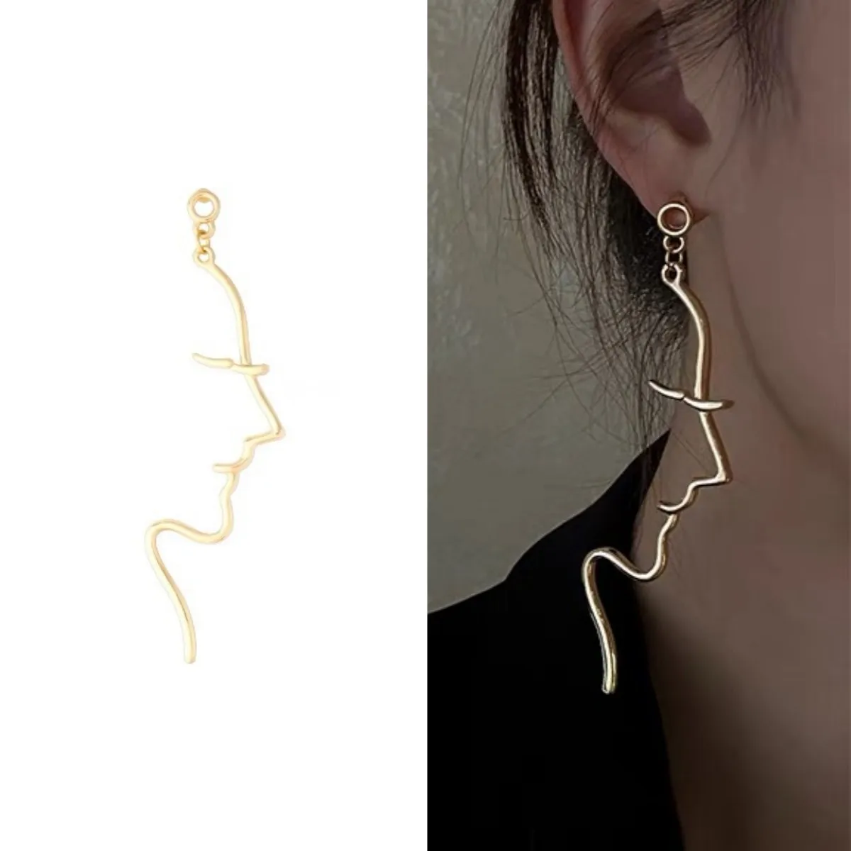 

Exaggerated Abstract Face Pendant Earrings For Women Niche Design Wild Girls Cocktail Party Gifts Jewelry Wholesale Direct Sales