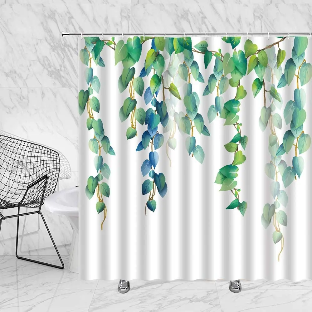 natural floral shower curtains flowers green leaf butterfly water color art nordic modern waterproof bathroom decor curtain sets free global shipping