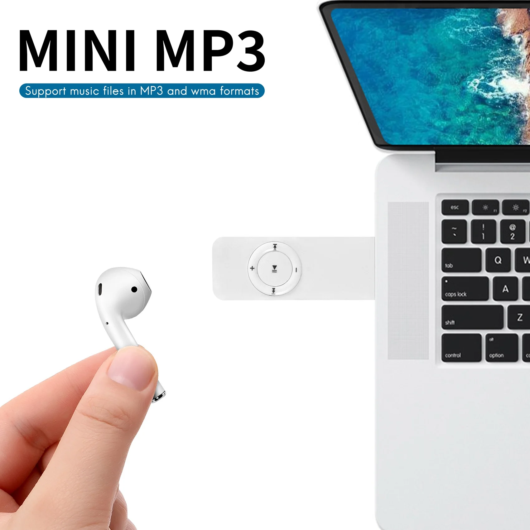 Портативный USB спортивный U-диск мини MP3-плеер с поддержкой TF-карты 32 Гб (белый)
