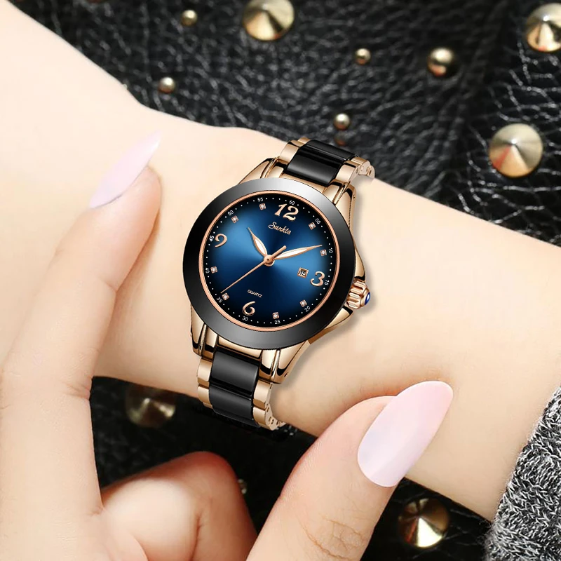 Sunkta Brand Women's Watches Fashion Waterproof Watches Women Ceramic Bracelet Wristband Lady Watch Girl Clock Relogio Feminino