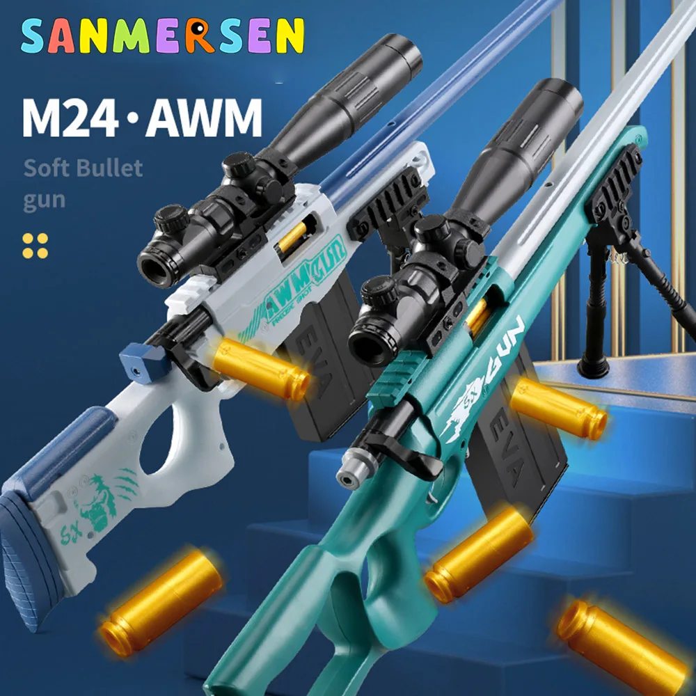 

AWM M24 702 Shell Ejection Throwing Sniper Soft Bullet Toy Gun Sniper Rifle Airsoft Blaster Weapon for Kids Adults Shoot Games