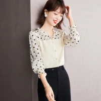 2022 new design long sleeve chiffon spring autumn women clothing v neck top office ladies tops korean fashion casual shirts