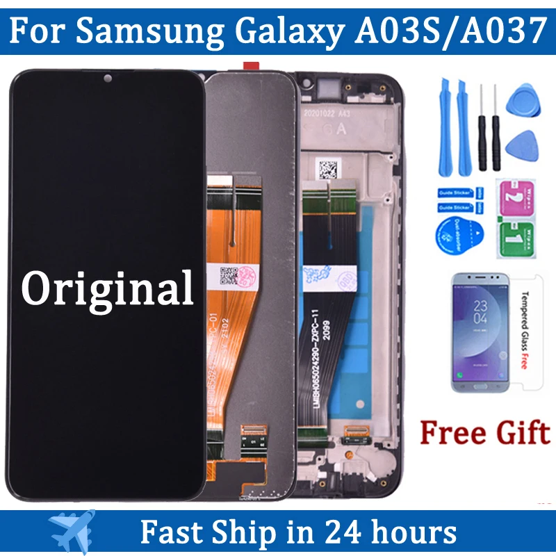 

6.5"Original For Samsung Galaxy A03s A037F A037M LCD Display with Touch Screen Digitizer For Samsung A03S Display with frame