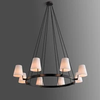 american black all copper fabric cover living room chandelier simple creative personality bedroom roof lighting