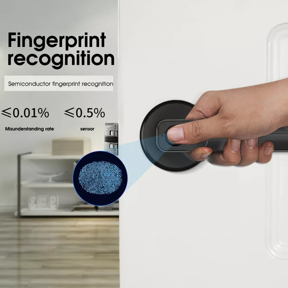 

Electronic Smart Lock Semiconductor Biological Fingerprint Handle Lock Smart Home Unlock Keyless Security Fingerprint Door Lock