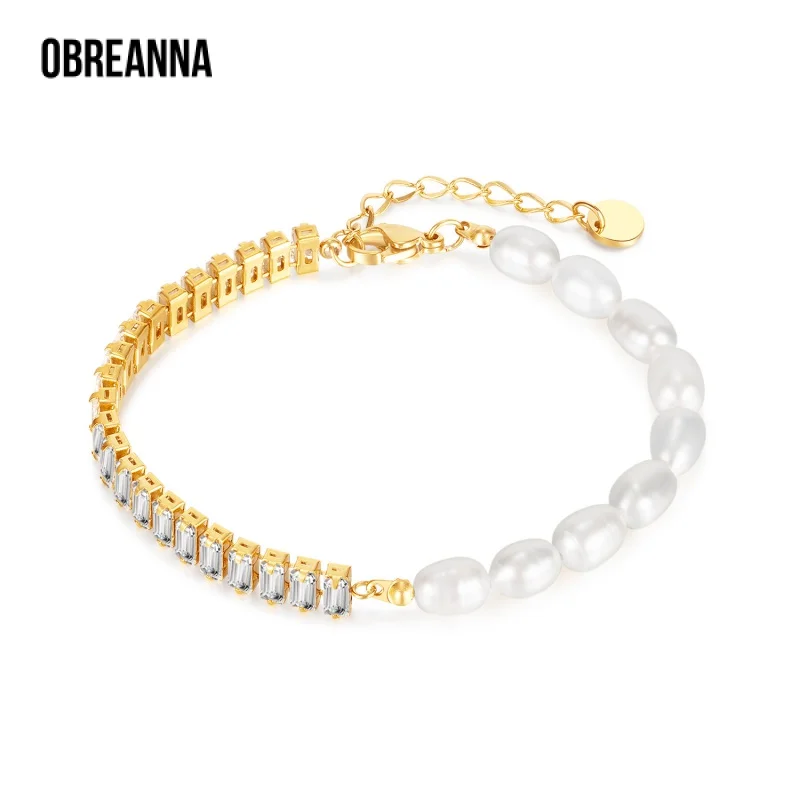 

Special Interest Light Luxury Advanced Natural Freshwater Pearl Stitching Chain Inlaid Zircon Stainless Steel Bracelet Design