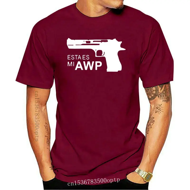 

Camiseta informal de algodón para hombre, camisa de manga corta a la moda, de alta calidad, con patrón de pistola, hip-pop, de v