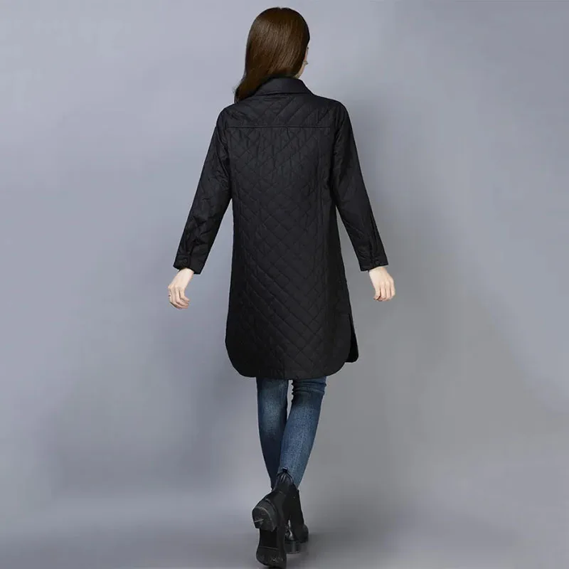 Casual Mid-length Lightweight Parkas Jackets Oversized Women Cotton Padded Coats Loose Waterproof Casacos Fall Winter Chaquetas