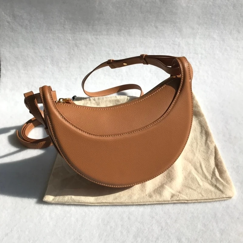 

Two Different Length Shoulder Straps Leather Half Moon Underarm Bag Women Handbag