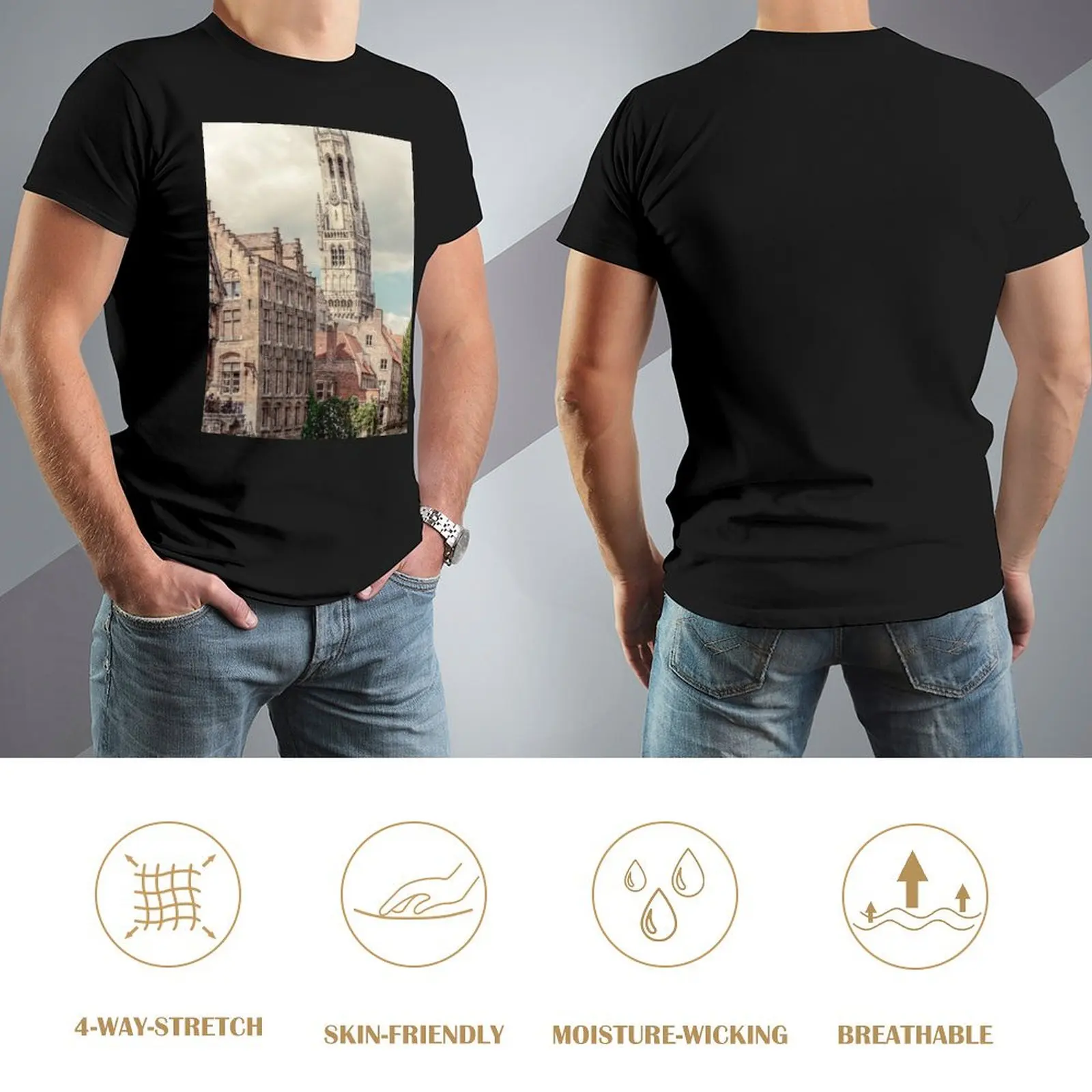 Футболка Belfry The Tower Bruges Romantic Canal быстросохнущие корейские модные мужские белые