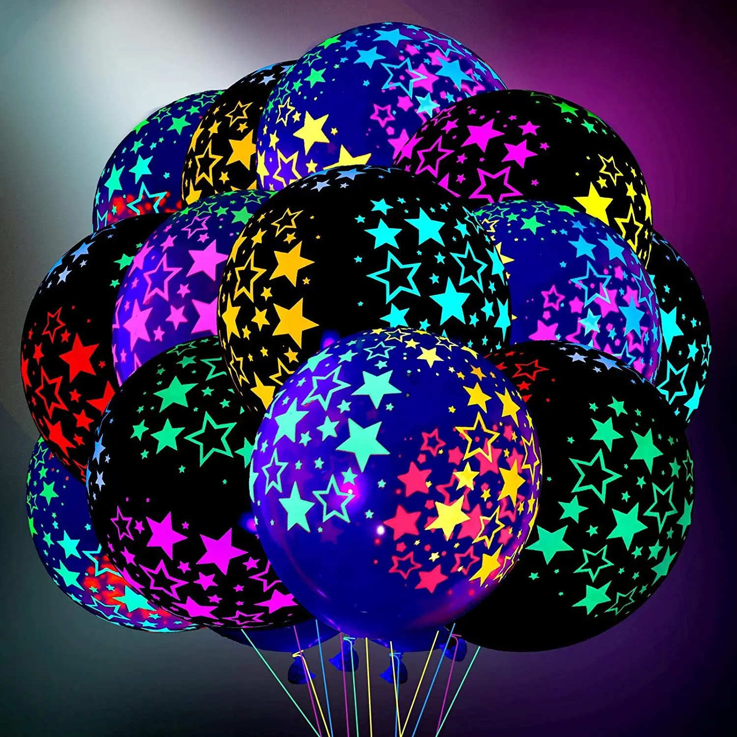 

Neon Glow Balloons Neon Stars Glow in Blacklight Black Light Fluorescent Mini Stars Party Balloons Neon Latex Balloons