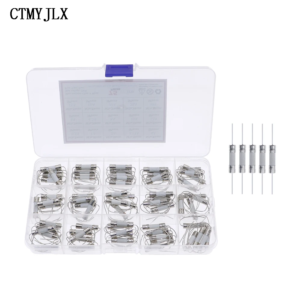 75 шт. 5x20 мм быстроразрывная керамическая трубка плавкого предохранителя набор «сделай сам» 0,5 a 1a 2a 3,15 a 4a 5a 8a 10a 12a 15a 16a 20a 25a 30a предохранители со штифтом