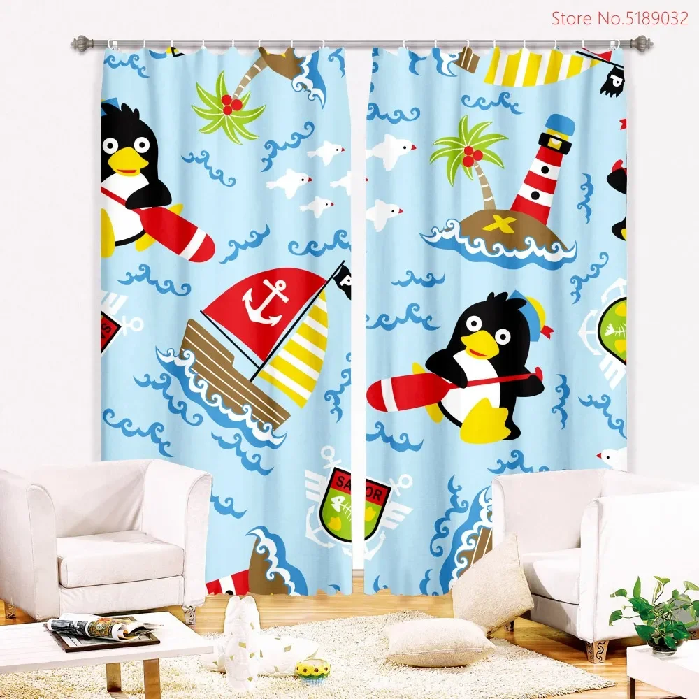 

Шторы с 3D-принтом пингвина для гостиной, спальни, 2 панели