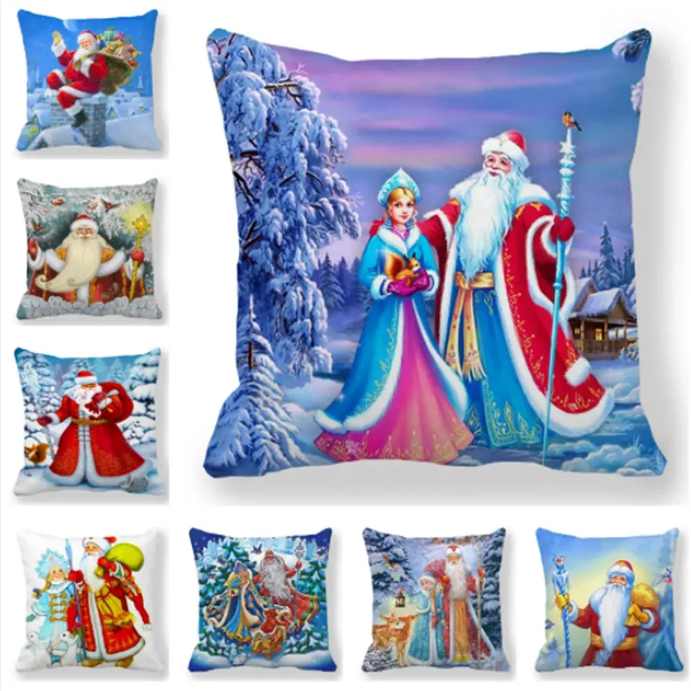 

1PC Pillow Covers Happy New Year Merry Christmas Decorations for Home Santa Elk Sofa Ornaments Cushion Cover