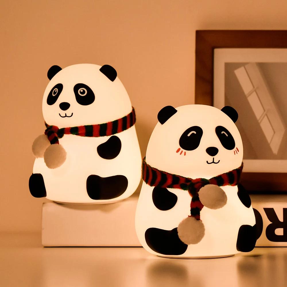 

Led Cute Cartoon Silicone Panda Lamp USB Touch Sensor Colorful Light Bedroom Bedside Night Light for Children Kids
